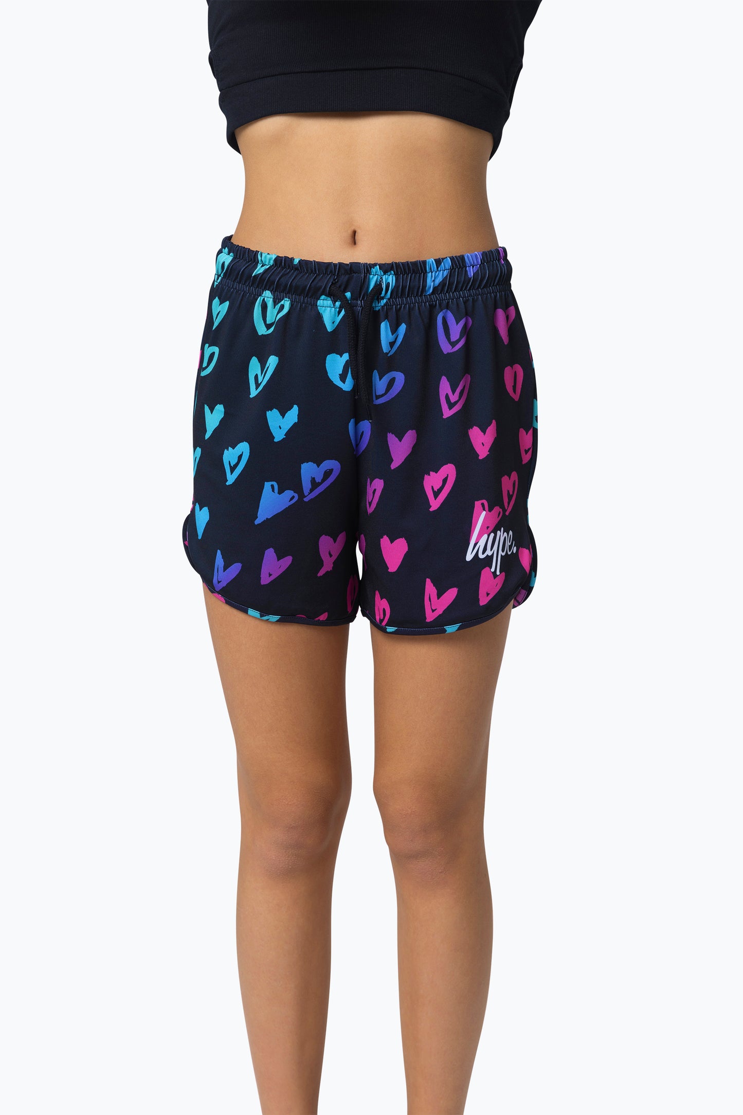 Hype Girls Scribble Heart Pink Script Shorts