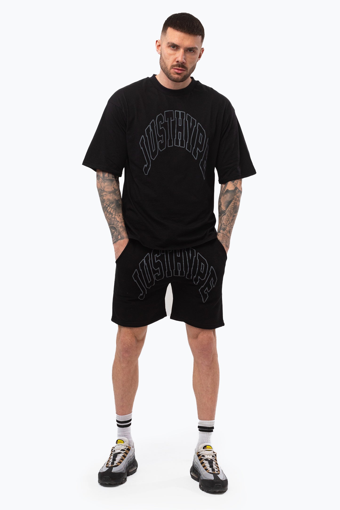 Black College Outline Shorts