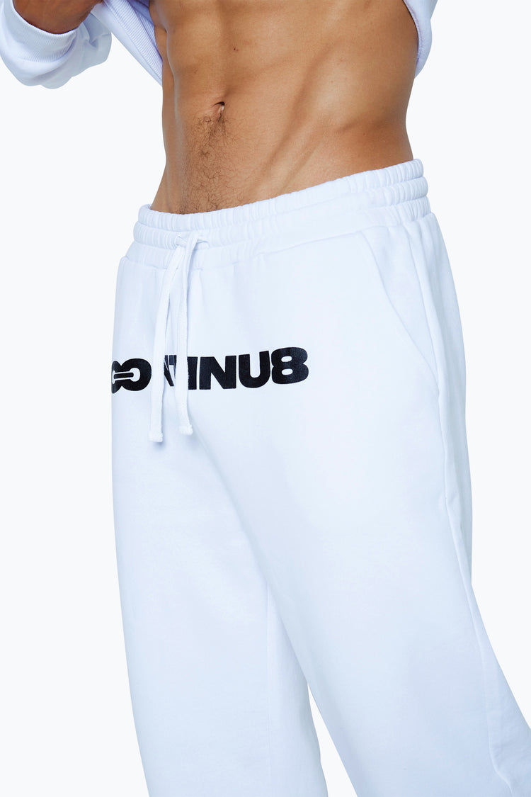 CONTINU8 UNISEX WHITE BOXY JOGGERS