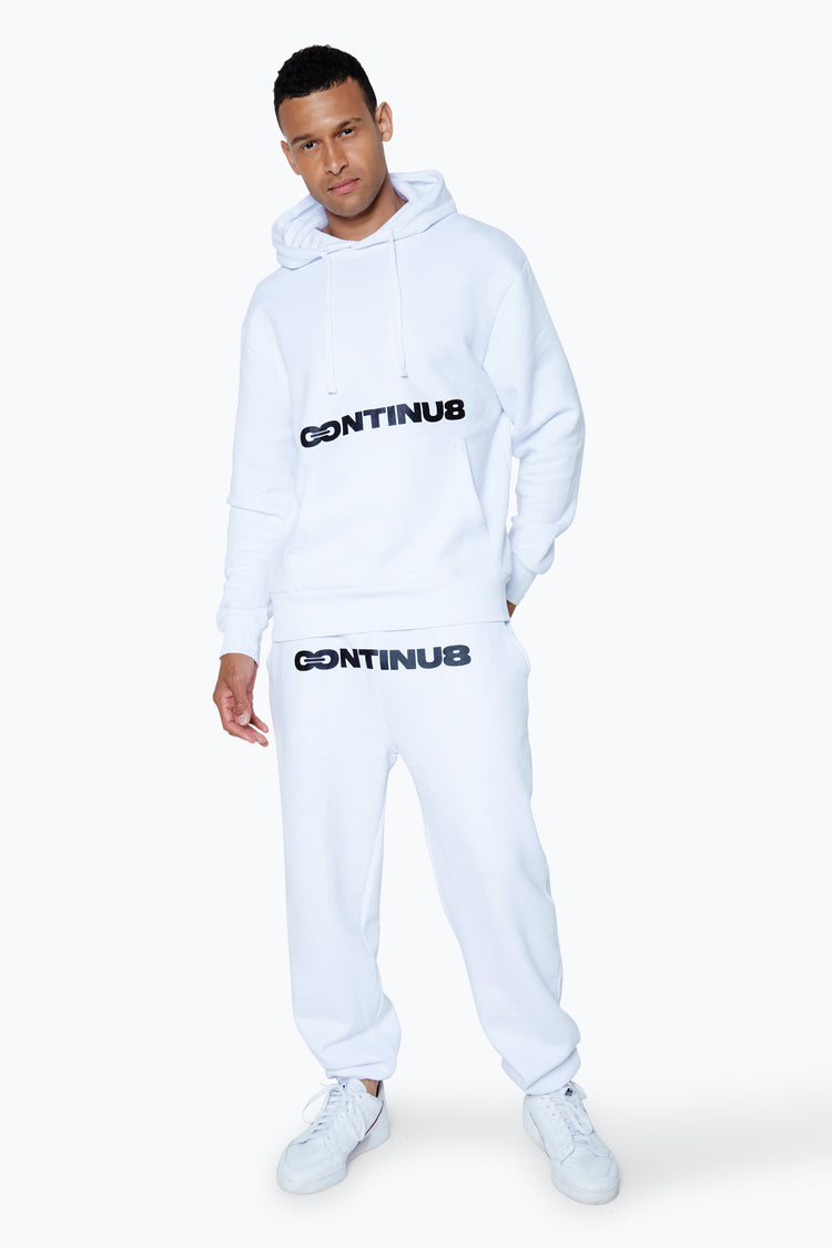 CONTINU8 UNISEX WHITE BOXY JOGGERS