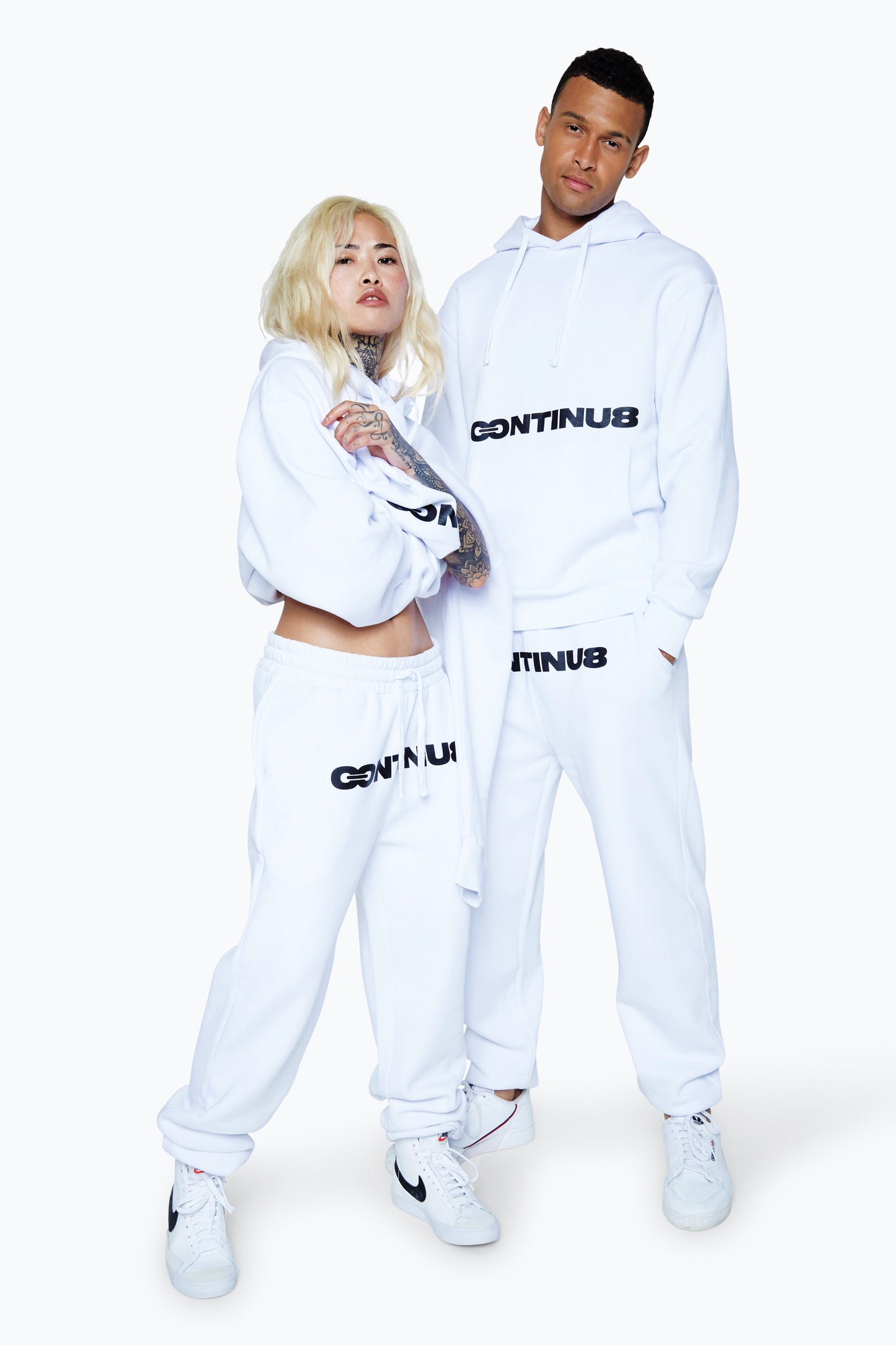 Continu8 Unisex White Boxy Joggers