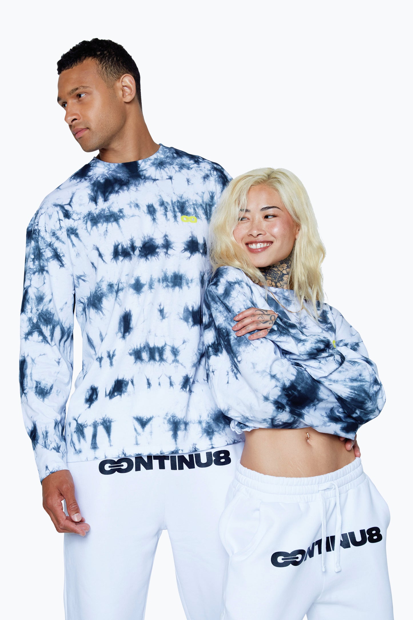 Continu8 Unisex Mono Tie-Dye Long Sleeve Boxy T-Shirt