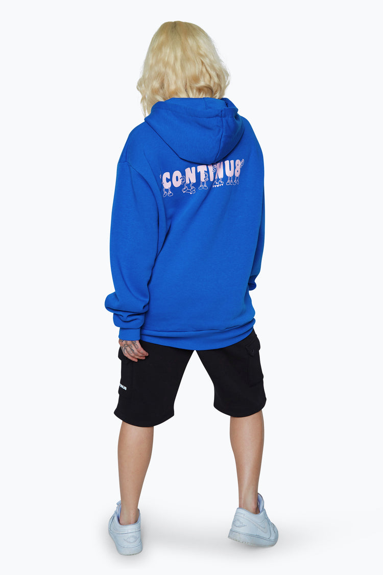 CONTINU8 UNISEX COBALT NOVELTY BOXY HOODIE