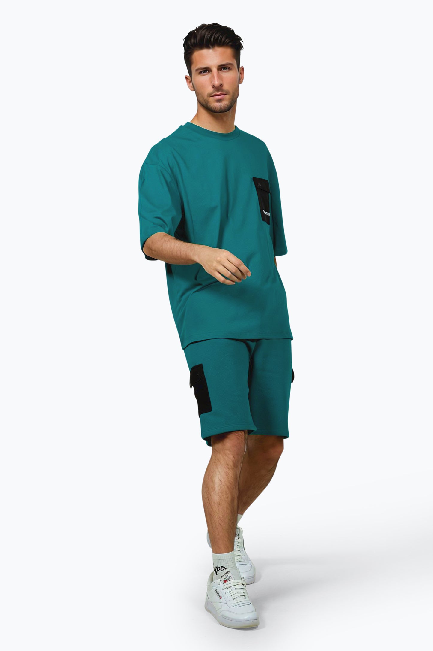 Continu8 Unisex Dark Teal Cargo Pocket Boxy T-Shirt