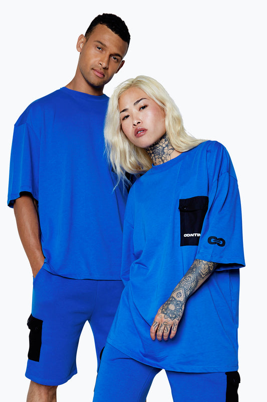 Continu8 Unisex Cobalt Cargo Pocket Boxy T-Shirt