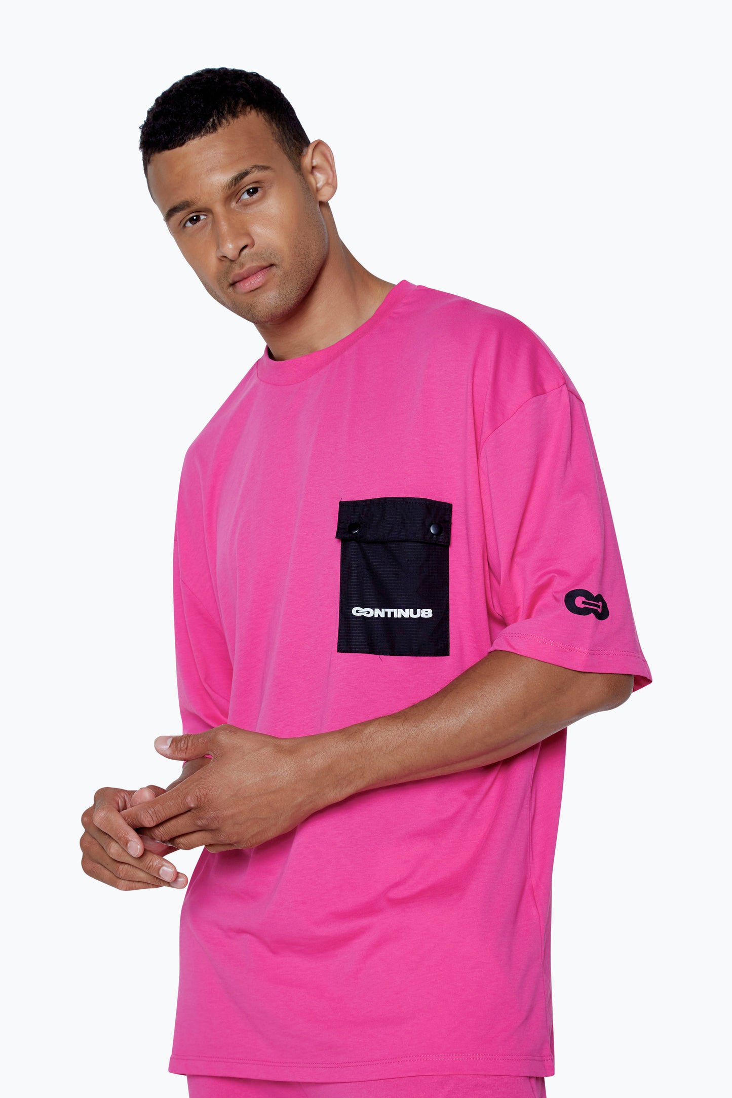 Continu8 Unisex Fuschia Cargo Pocket Boxy T-Shirt