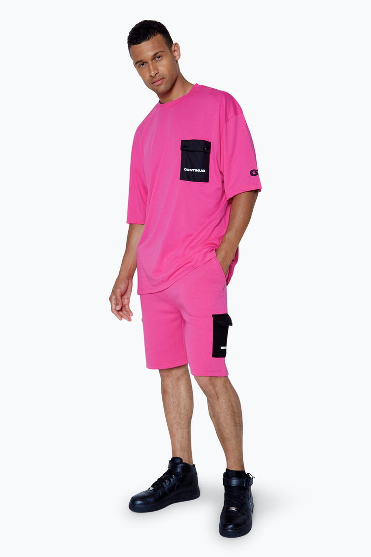 CONTINU8 UNISEX FUSCHIA CARGO POCKET BOXY T-SHIRT