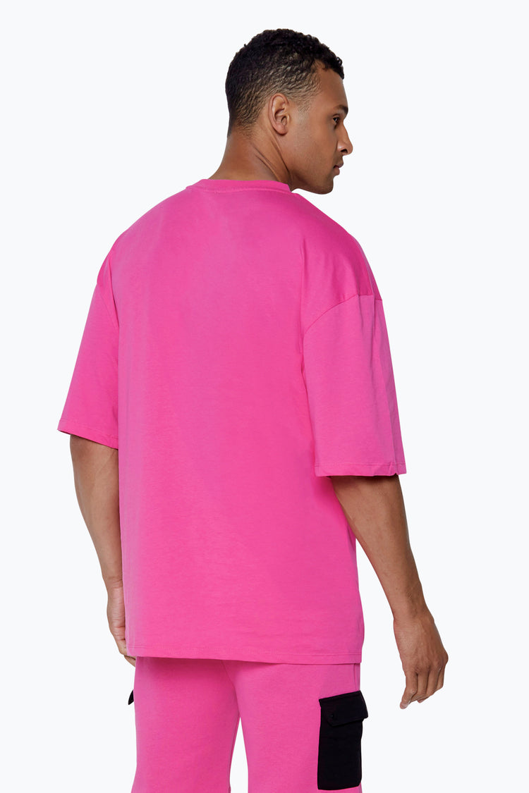 CONTINU8 UNISEX FUSCHIA CARGO POCKET BOXY T-SHIRT