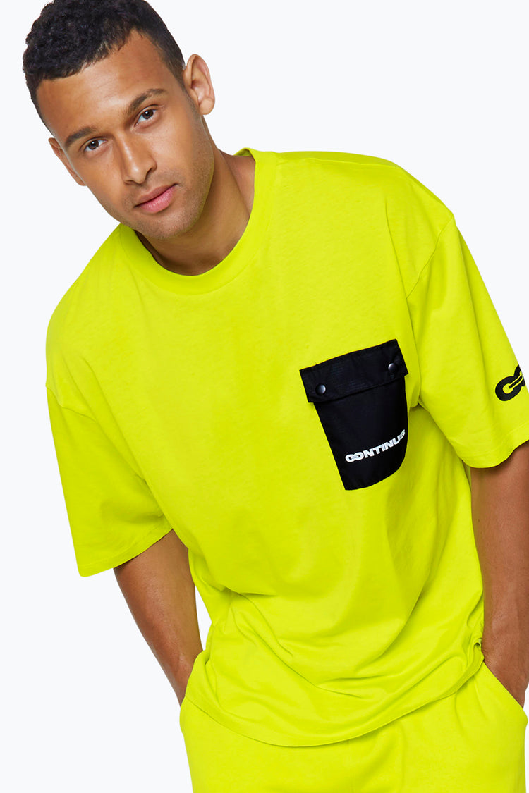 CONTINU8 UNISEX LEMON CARGO POCKET BOXY T-SHIRT