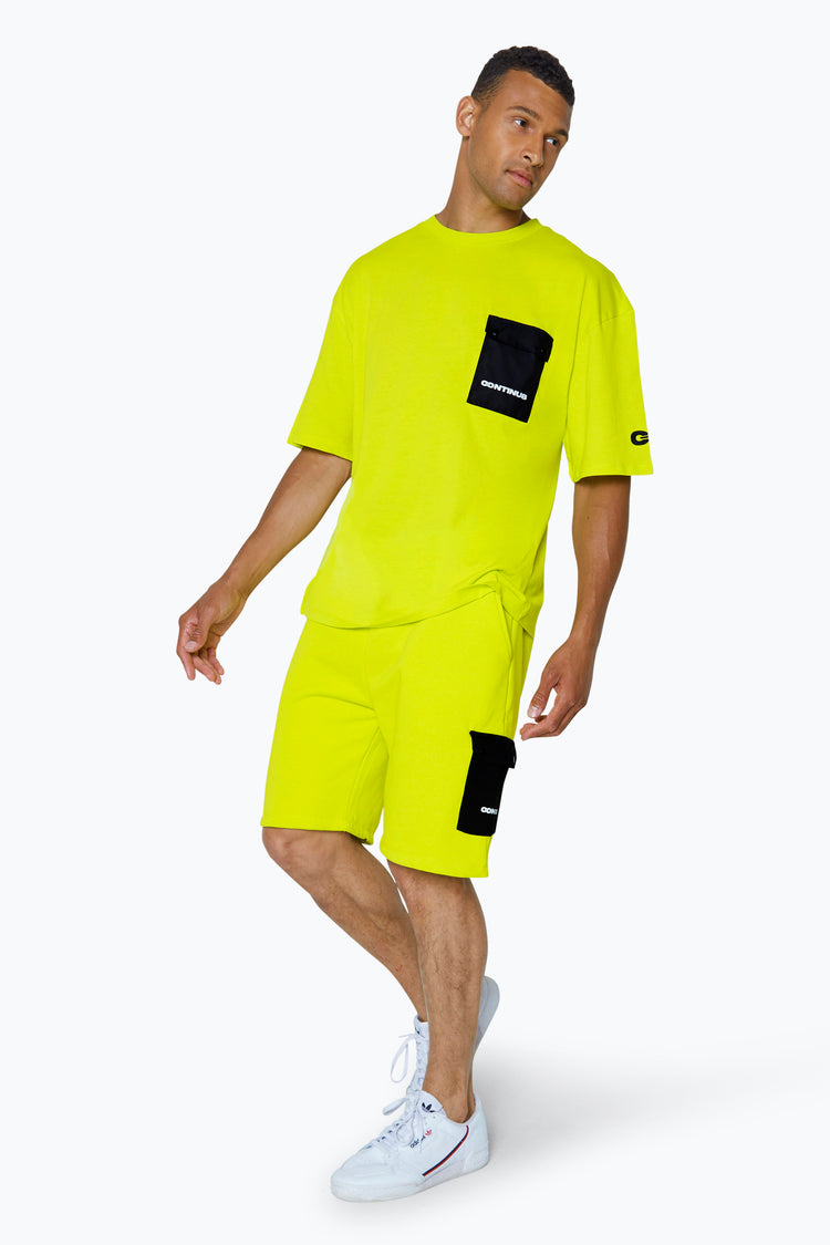 CONTINU8 UNISEX LEMON CARGO POCKET BOXY T-SHIRT