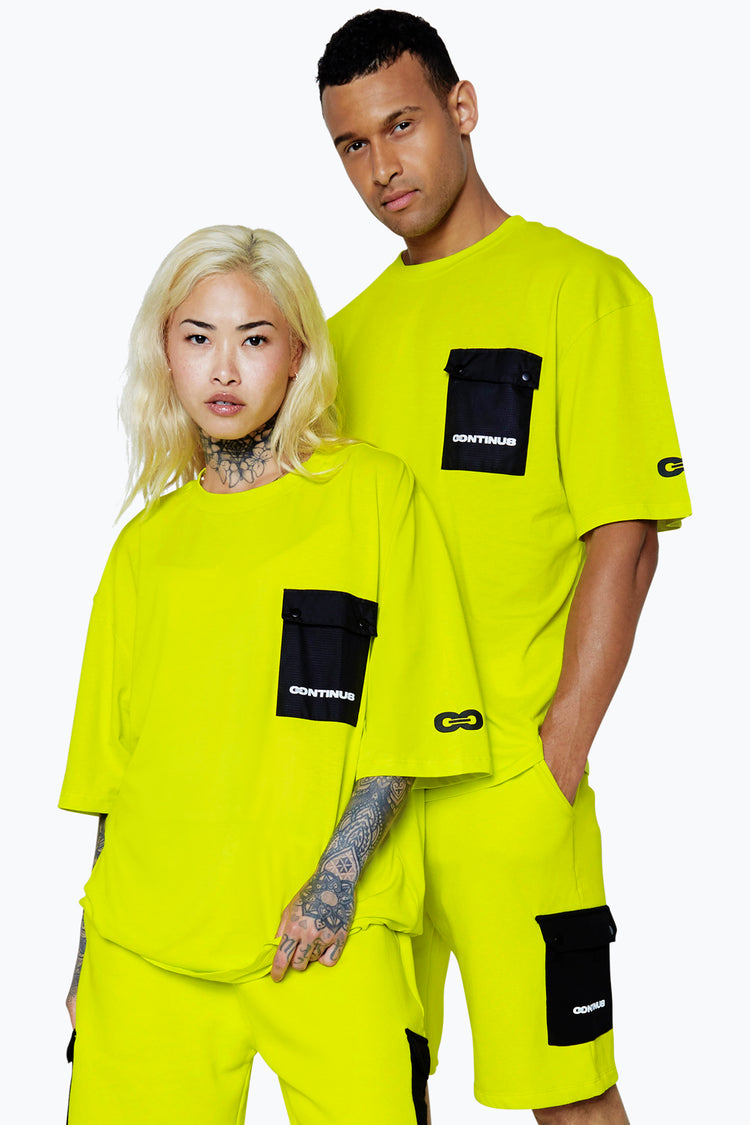 CONTINU8 UNISEX LEMON CARGO POCKET BOXY T-SHIRT