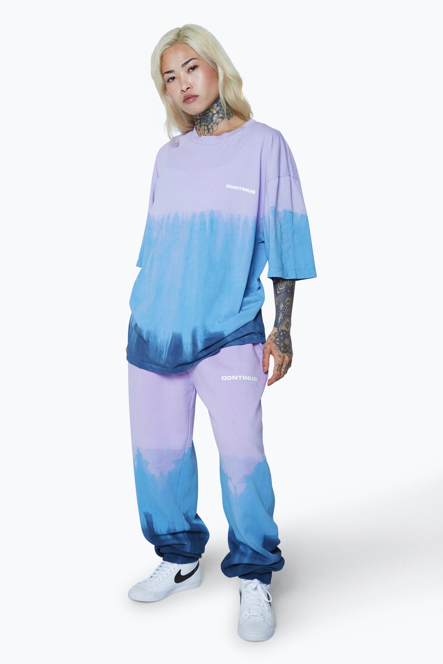 Continu8 Unisex Purple / Blue Tie-Dye Boxy Joggers