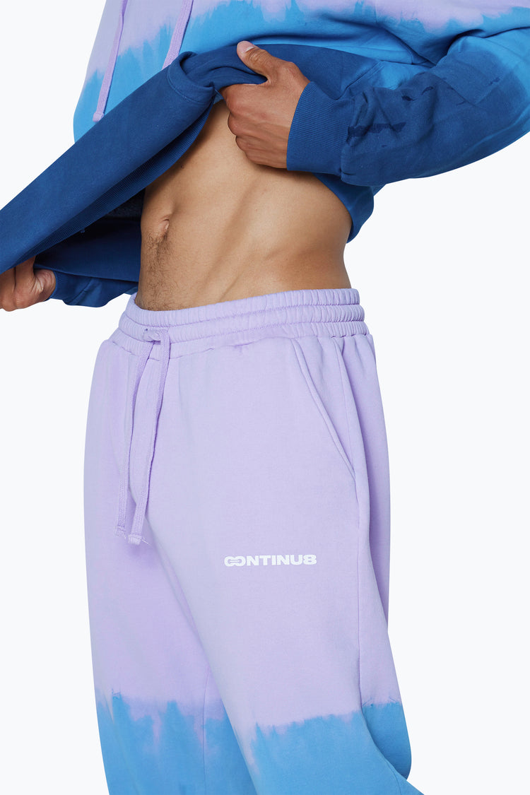 CONTINU8 UNISEX PURPLE / BLUE TIE-DYE BOXY JOGGERS