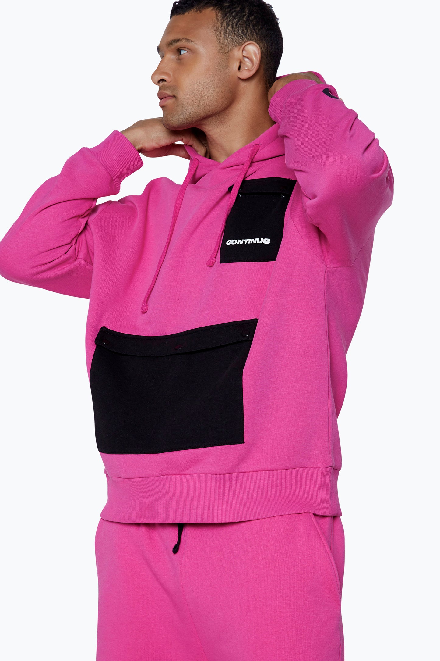 Continu8 Unisex Fuschia Cargo Pocket Boxy Hoodie