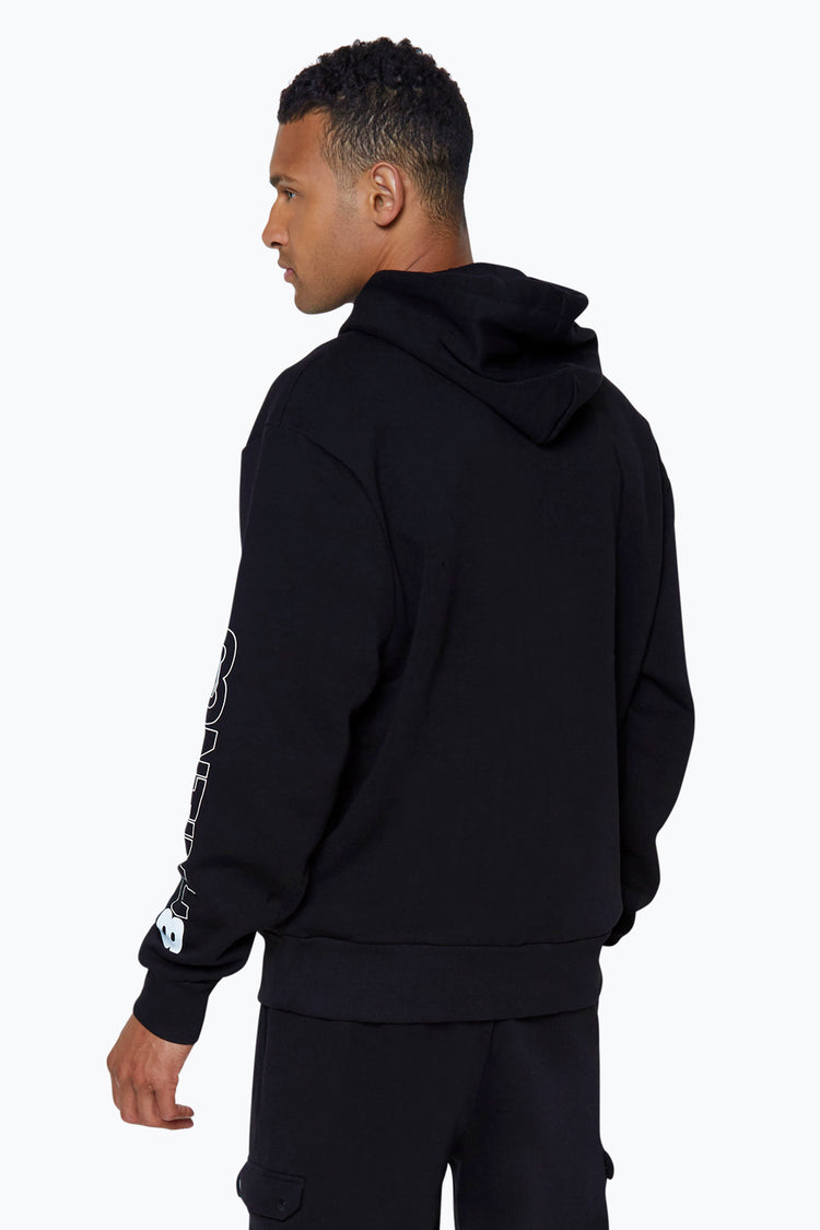 CONTINU8 UNISEX BLACK SQUARE SPECTRUM BOXY HOODIE