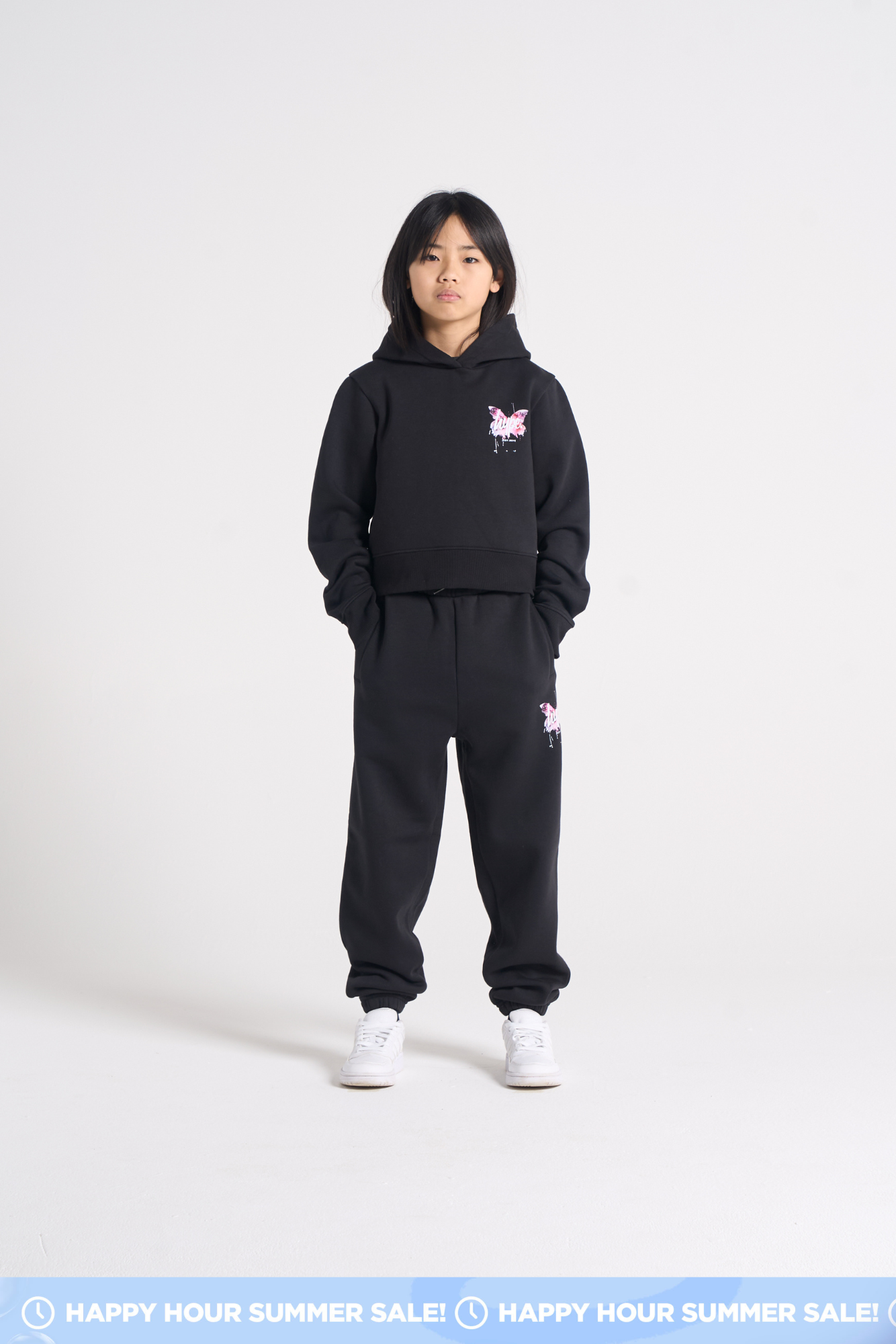 Hype Girls Black Butterfly Joggers
