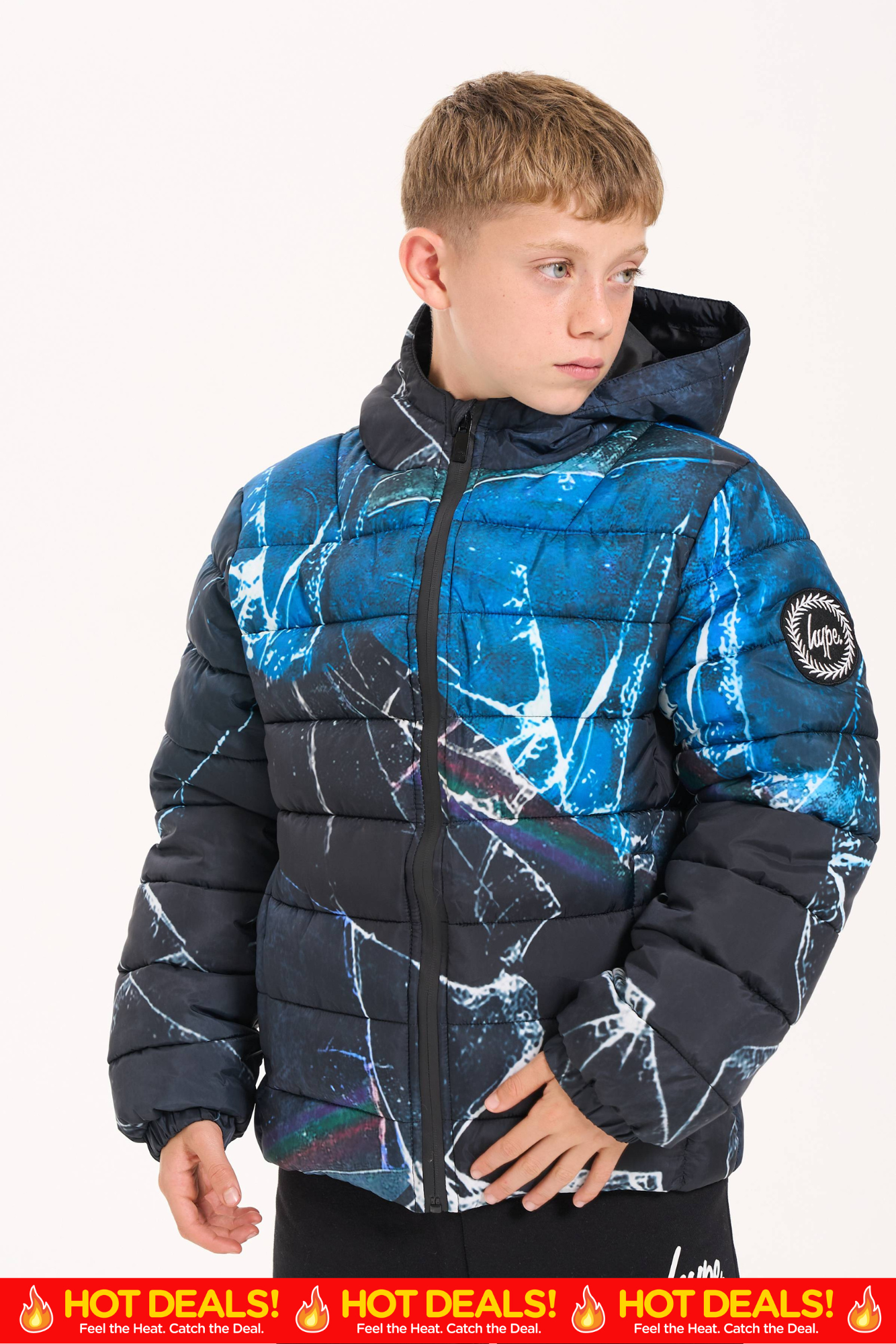 Hype Boys Black Smashed Padded Jacket