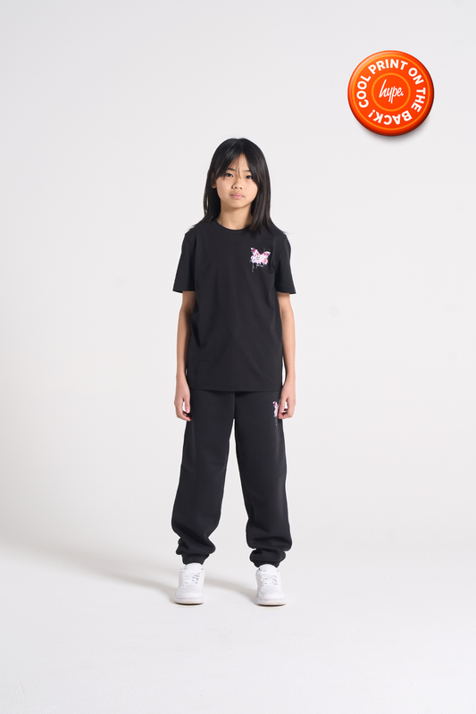 Hype Girls Black Butterfly T-Shirt