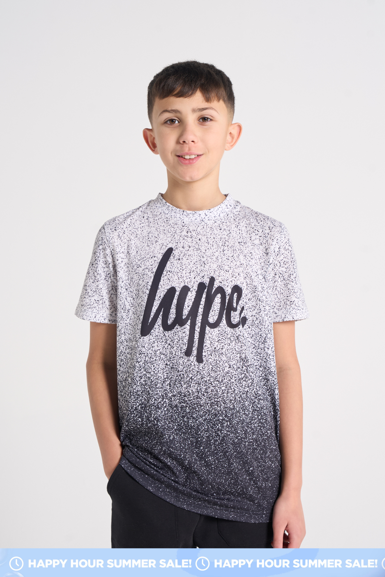 Hype Boys Black/White Speckle Fade T-Shirt