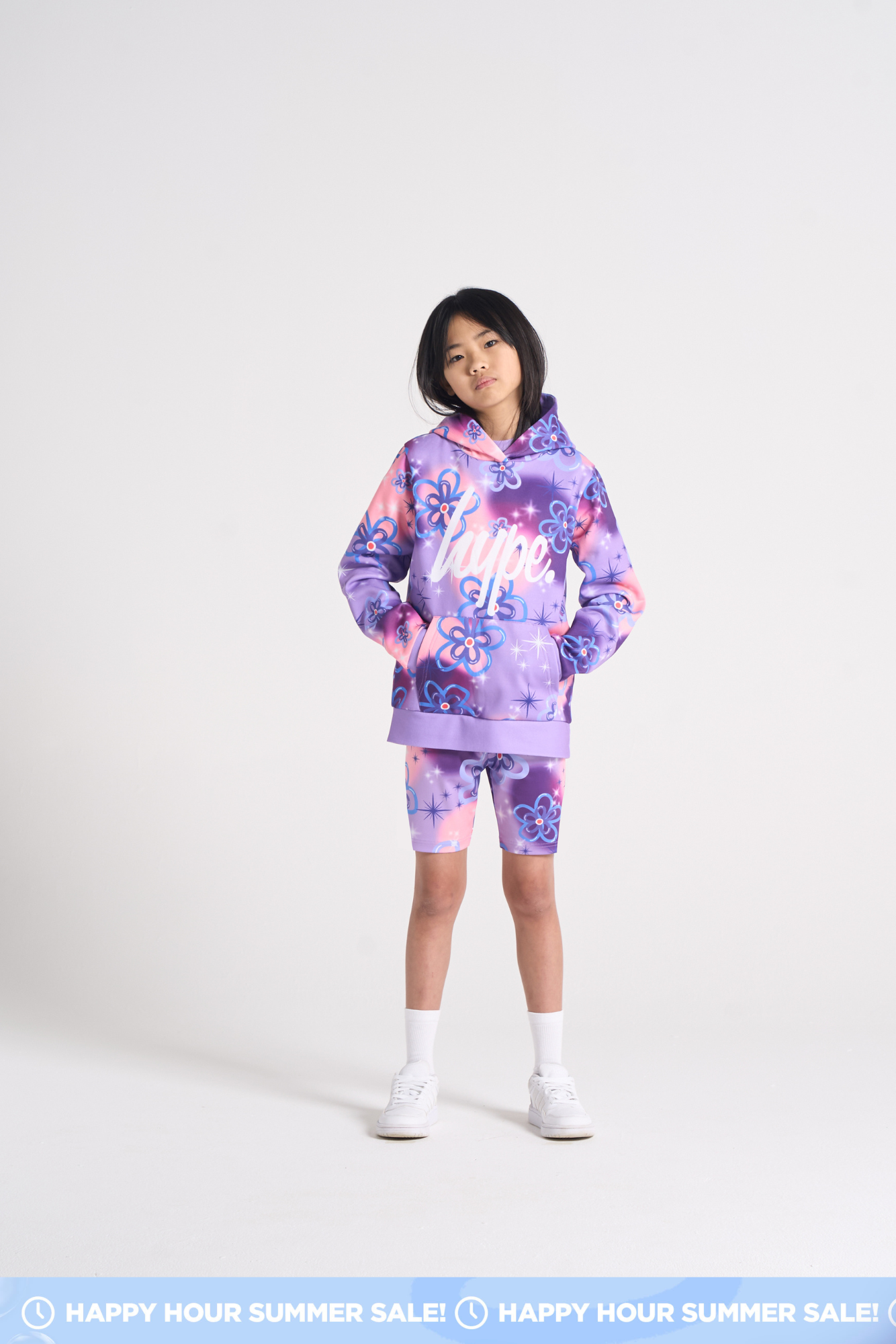 Hype Girls Purple Sparkle Flower Hoodie