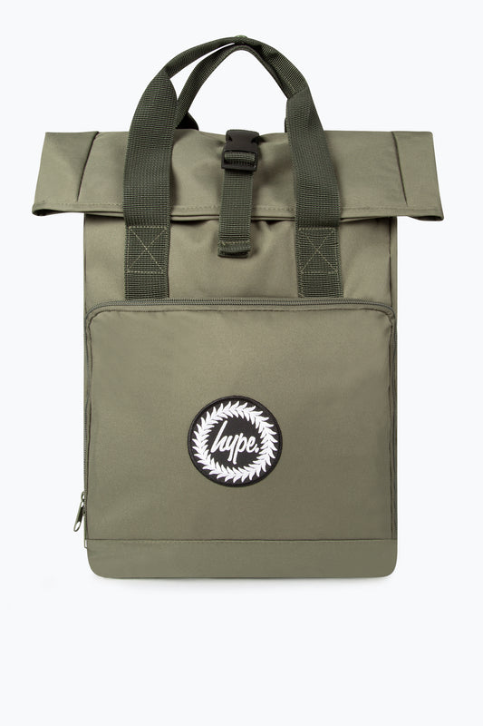 HYPE OLIVE GREEN TWIN HANDLE ROLL-TOP BACKPACK