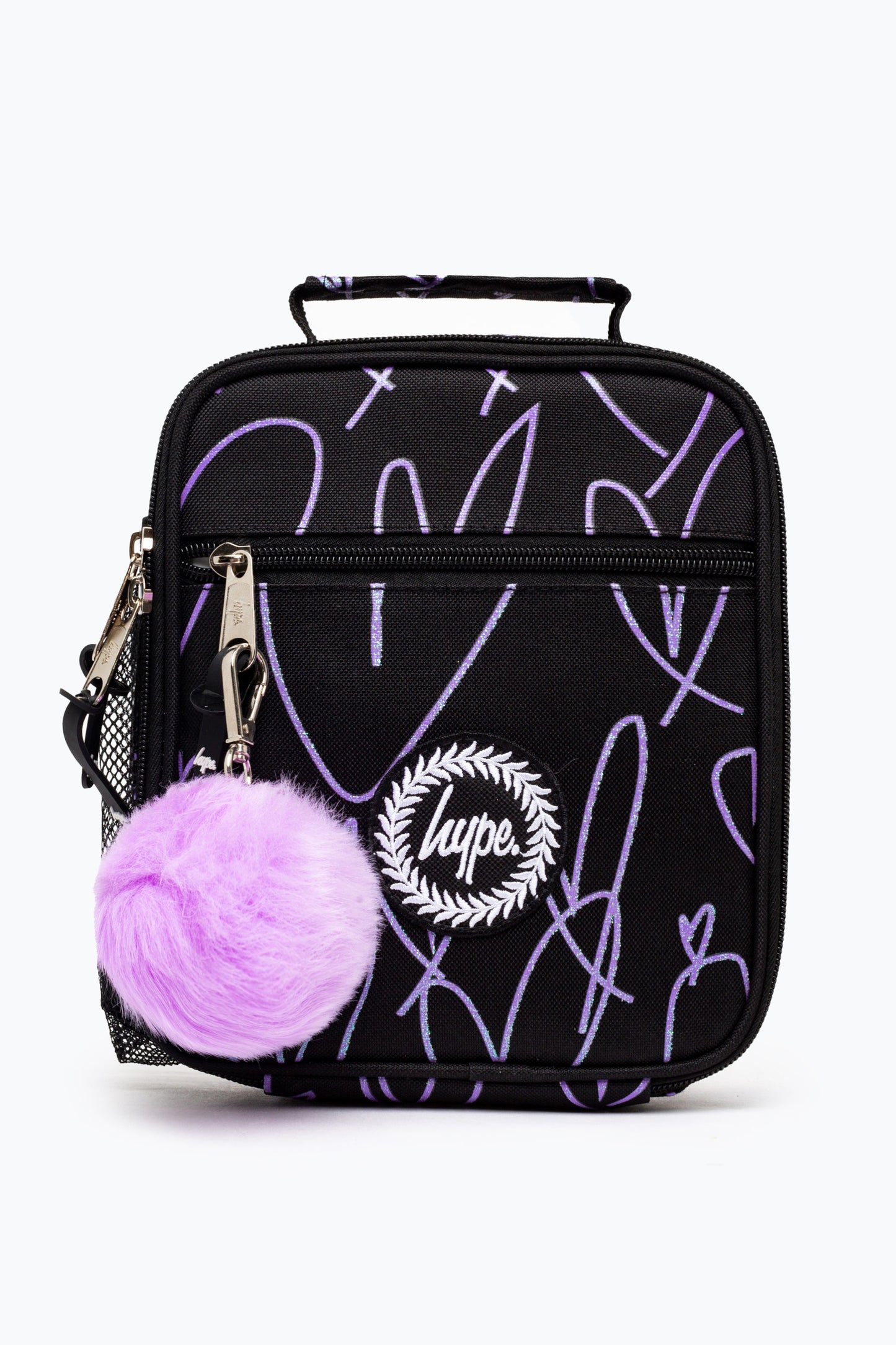 Hype Purple Glitter Scribble Heart Lunch Box