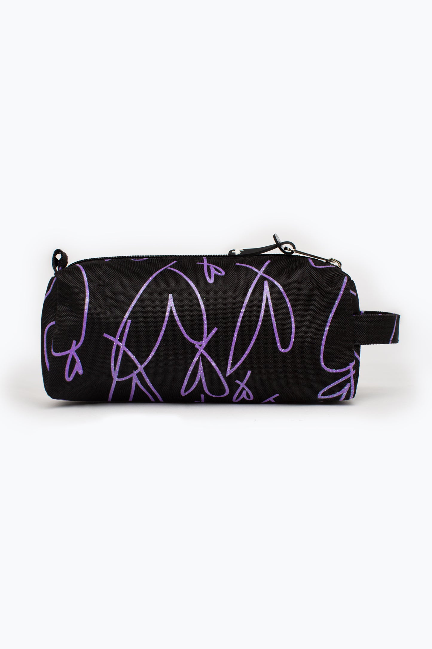 Hype Black Purple Glitter Scribble Heart Pencil Case