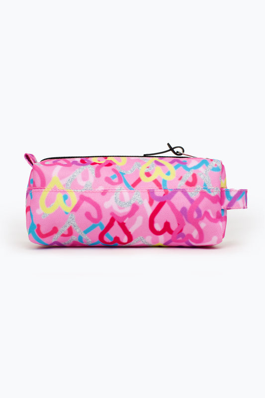 HYPE PINK GRAFFITI HEARTS PENCIL CASE