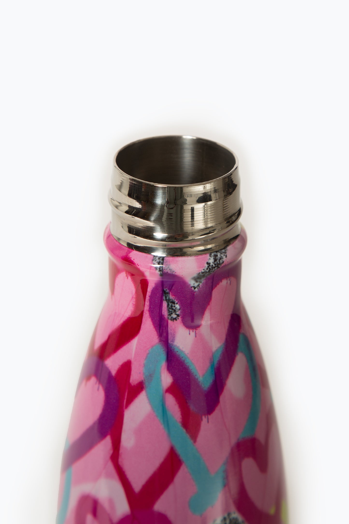 Hype Pink Graffiti Hearts Metal Bottle