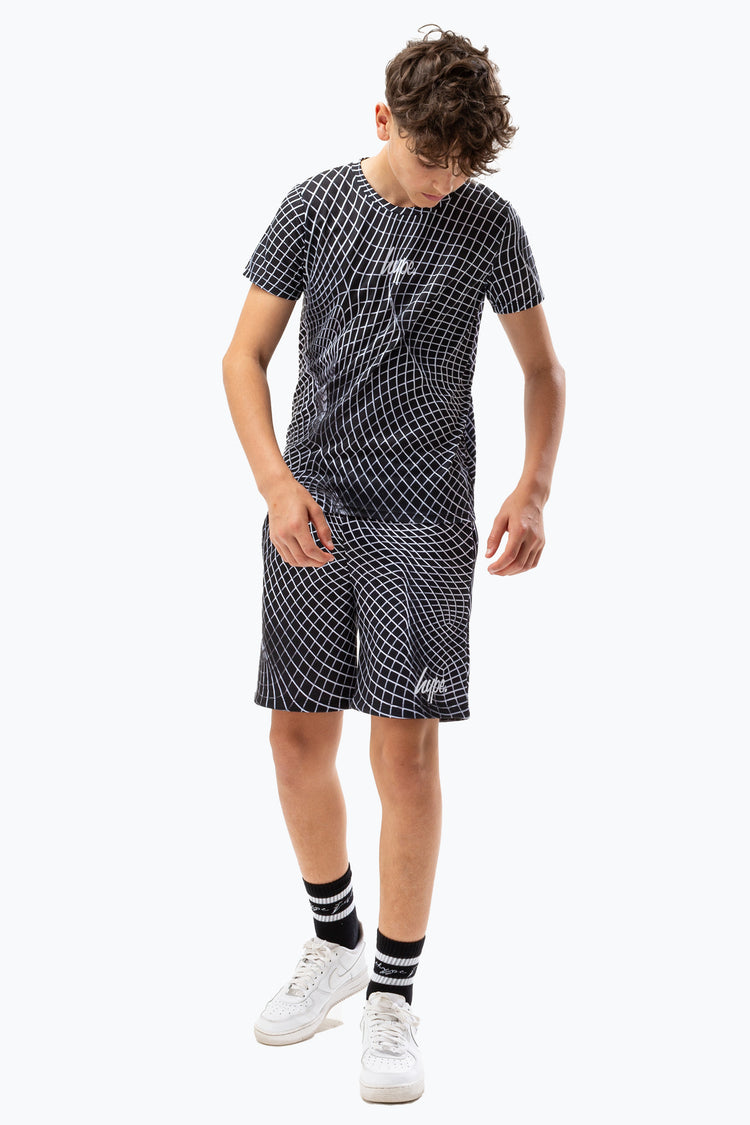 HYPE BOYS BLACK GEO WAVE SHORTS