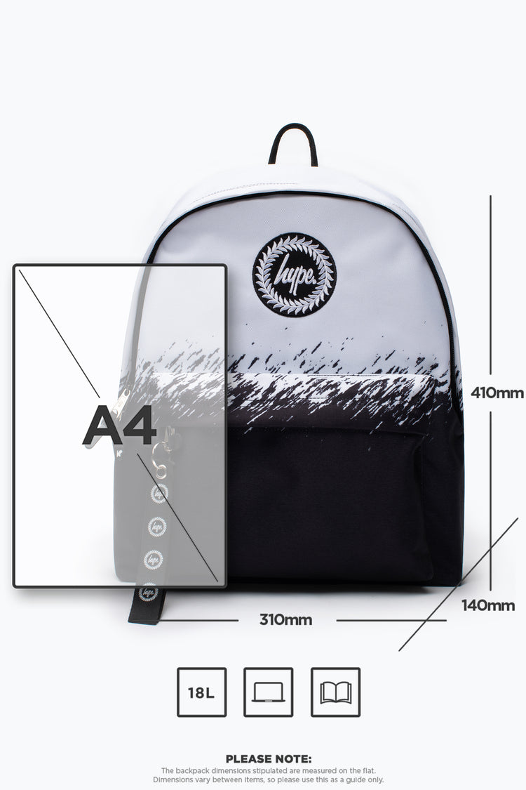 HYPE KIDS UNISEX BLACK/WHITE SCRATCH FADE BACKPACK