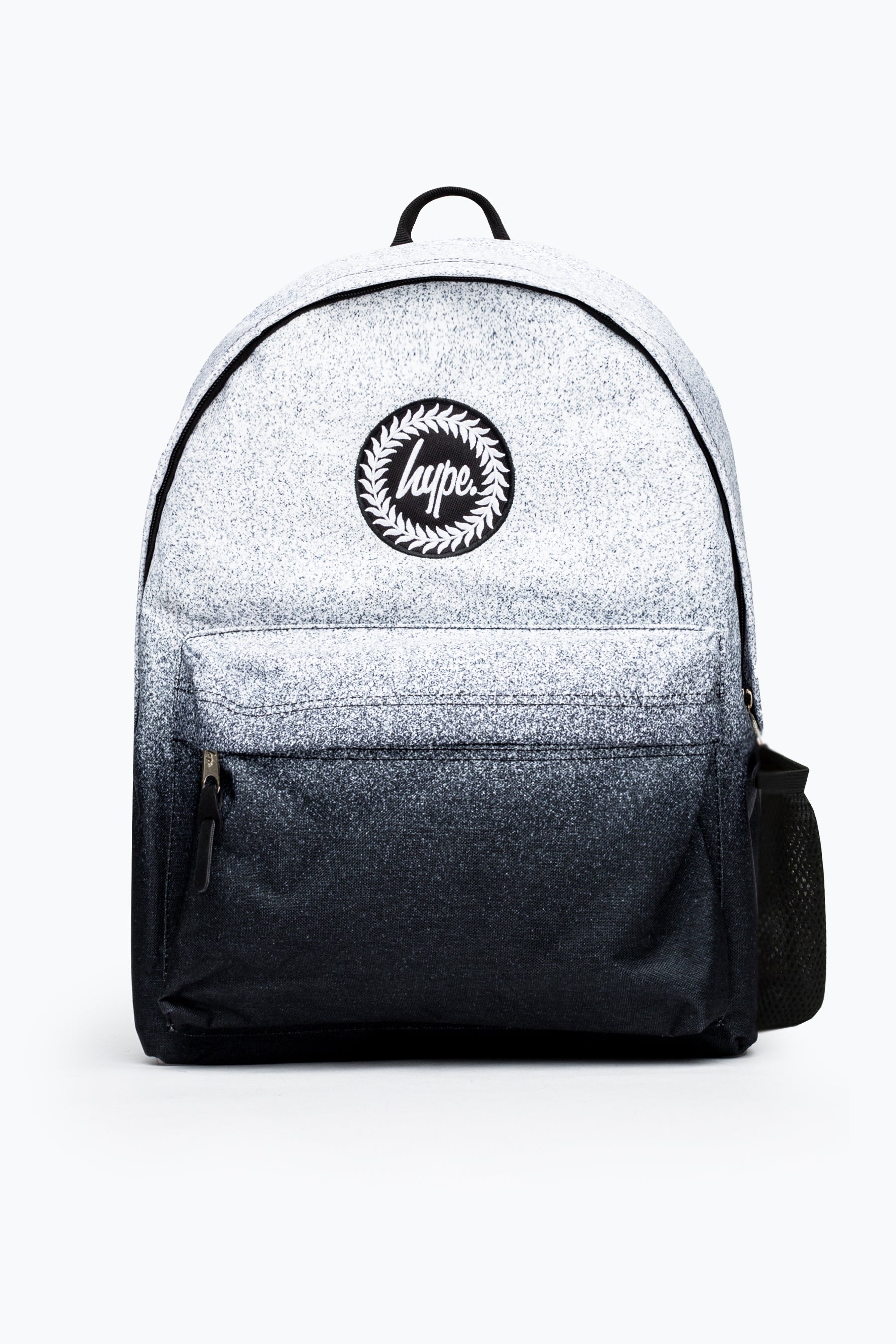 Unisex Iconic Black/White Speckle Fade Kids Backpack | Hype.
