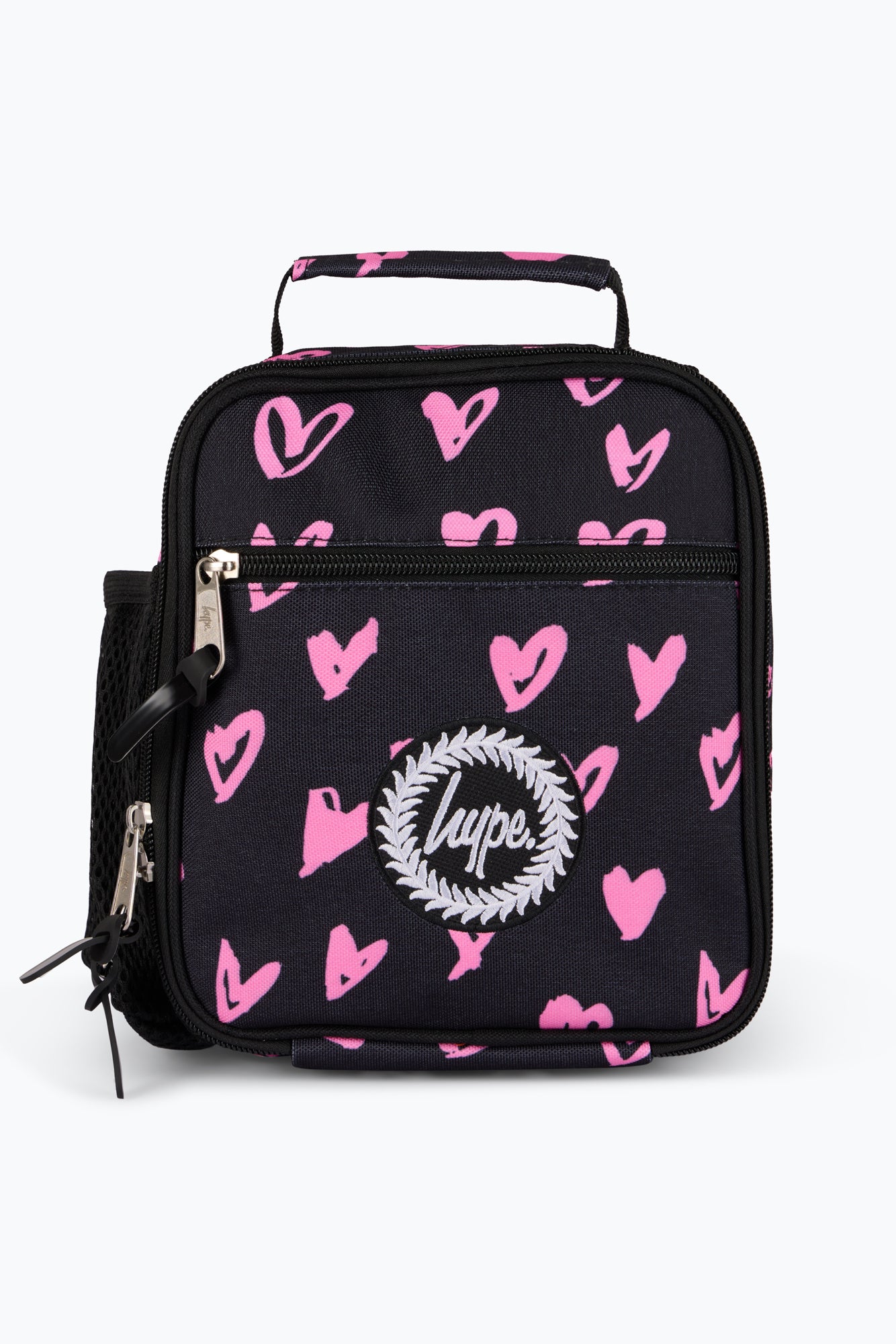 Hype Unisex Black/Pink Scribble Hearts Lunch Bag