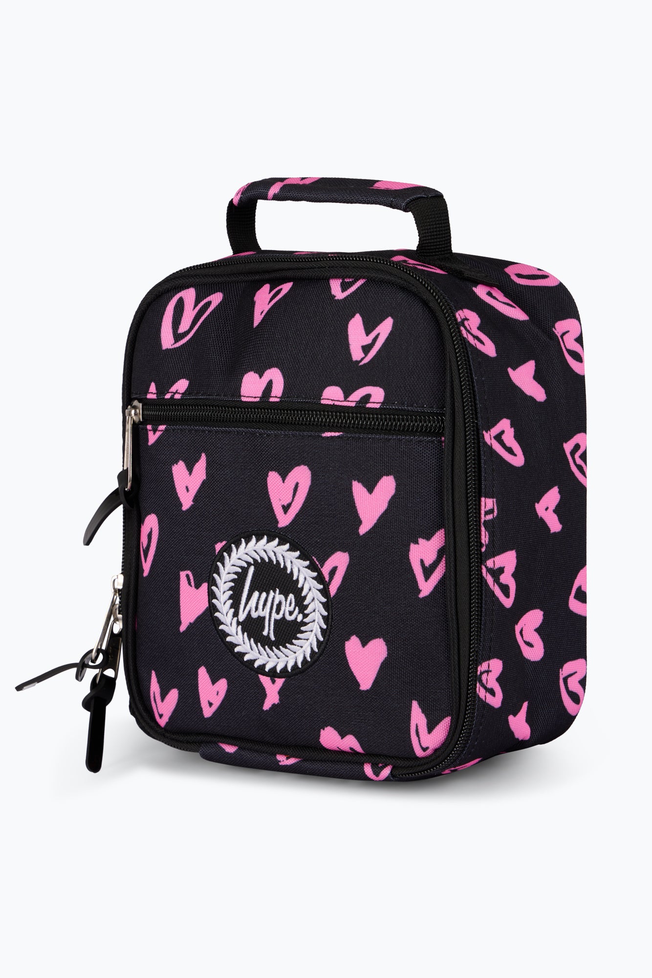 Hype Unisex Black/Pink Scribble Hearts Lunch Bag