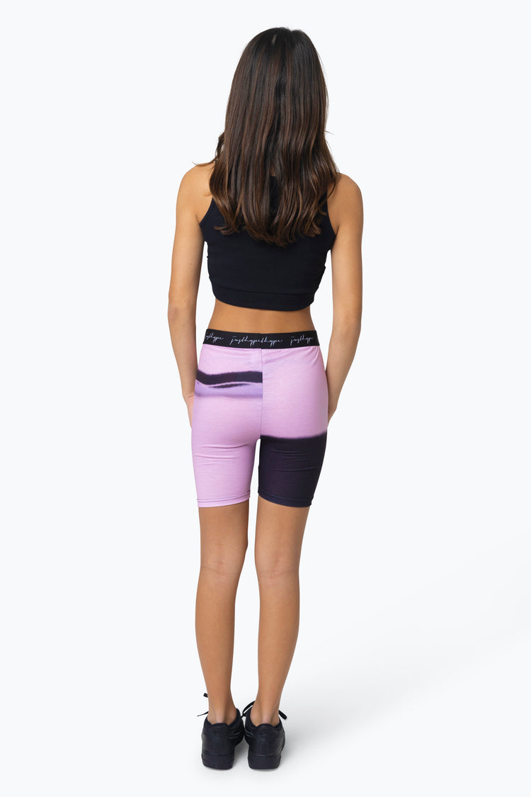 HYPE KIDS PINK SPRAY FADE CYCLE SHORTS