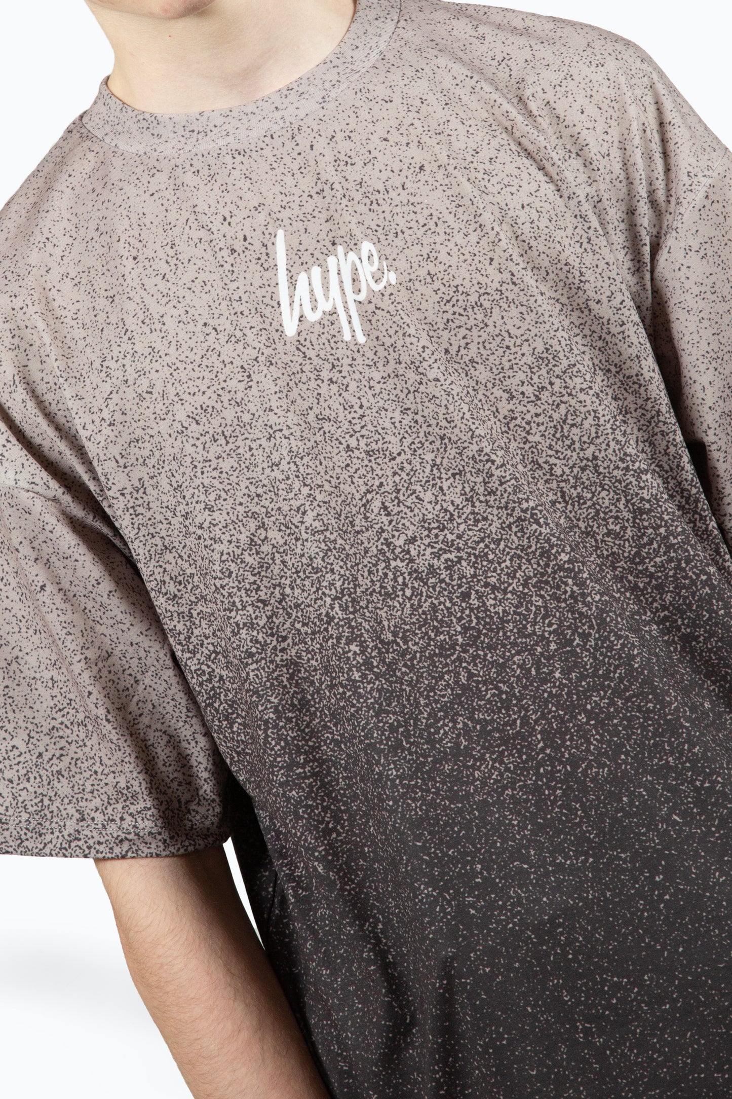 Hype Boys Multi Brown Speckle Fade Script Oversized T-Shirt