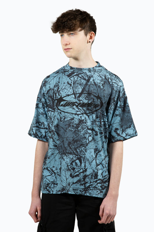 Hype Boys Multi Y2K Blue Leaf Oversized T-Shirt