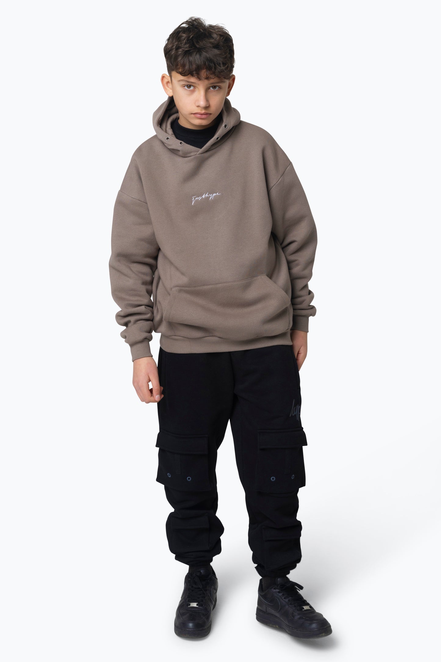 Hype Kids Brown Brown Scribble Hoodie