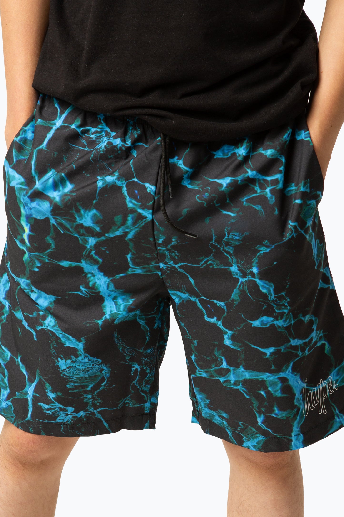 Hype Boys Black X-Ray Pool Mini Script Swim Shorts