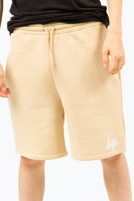 Hype Boys Beige Script Shorts