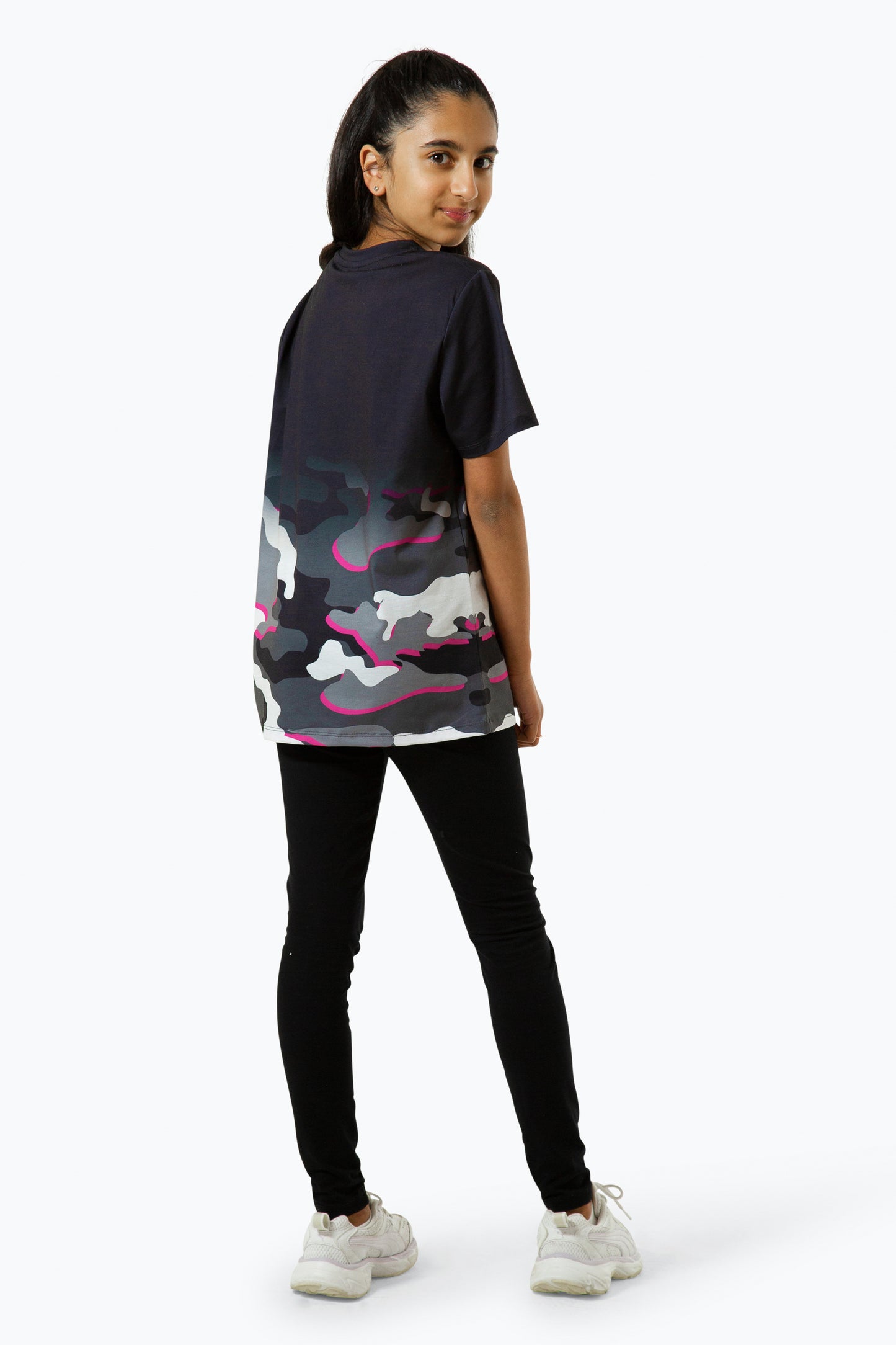 Hype Girls Pink Line Camo Fade Script T-Shirt