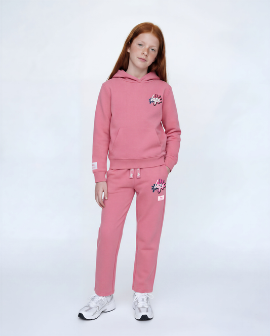 Hype Girls Pink Flower Type Hoodie