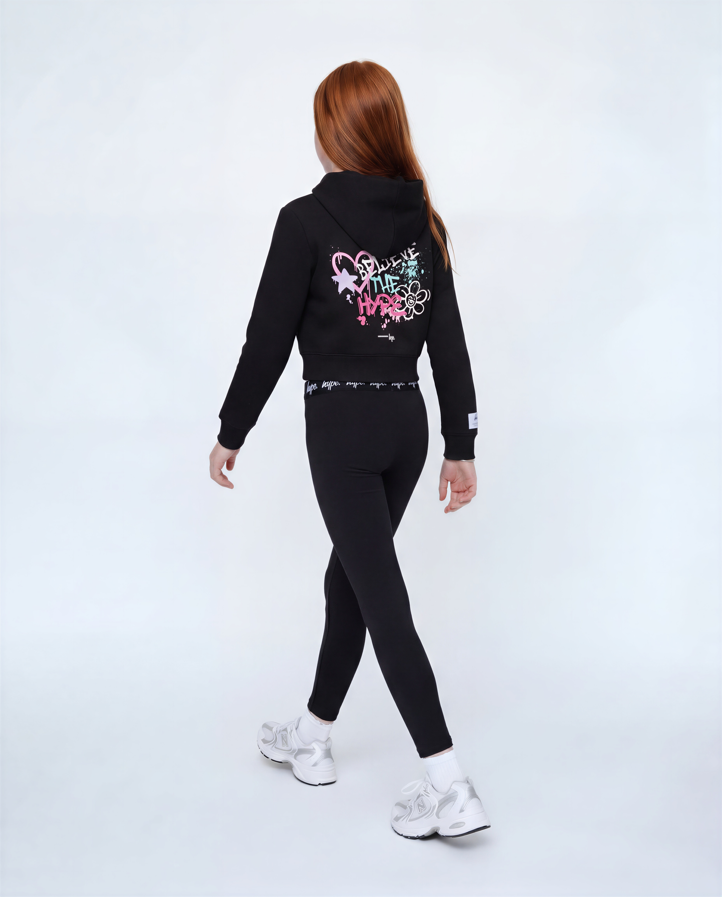 Hype Girls Black Graffiti Cropped Hoodie