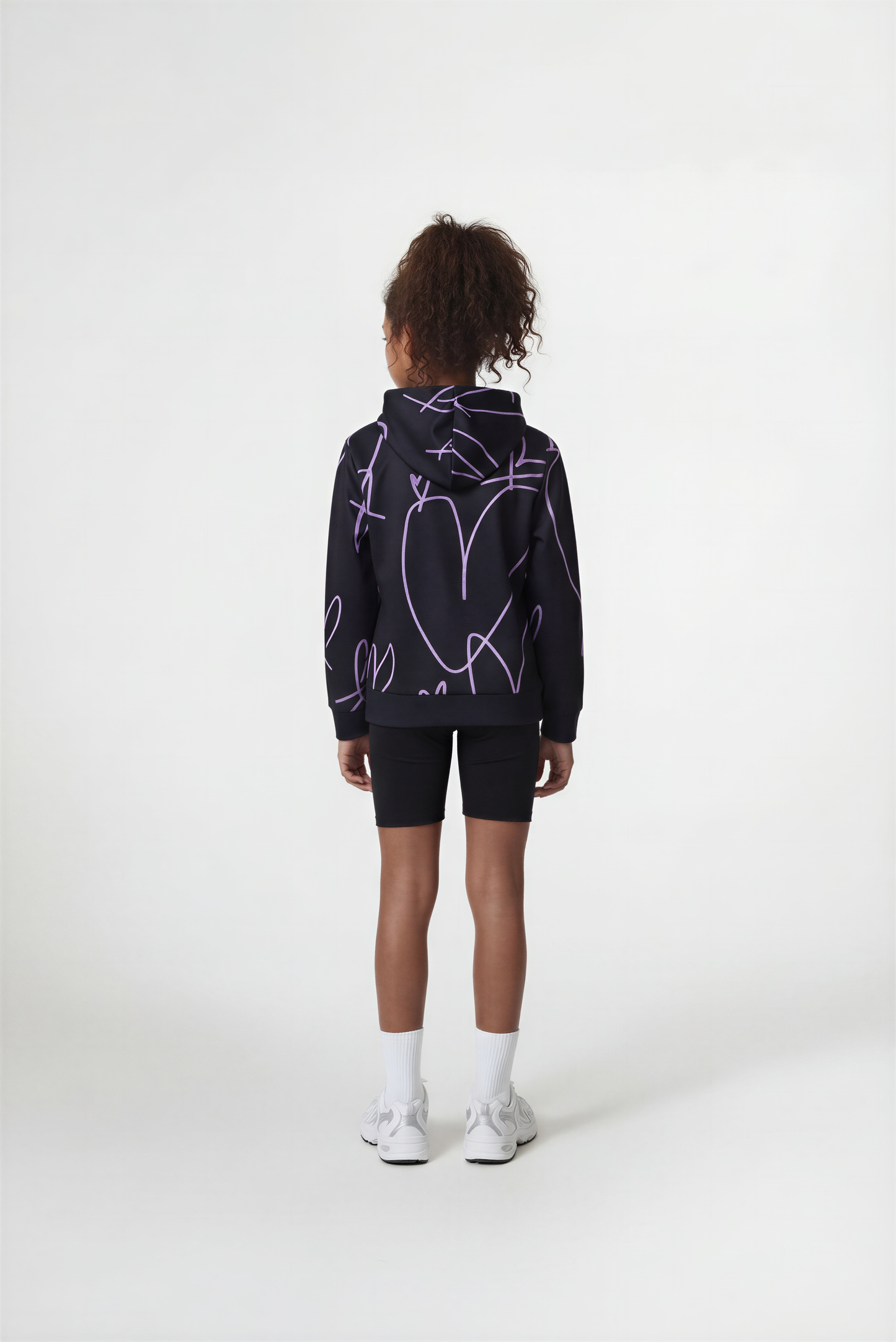 Hype Girls Black Scribble Hearts Hoodie