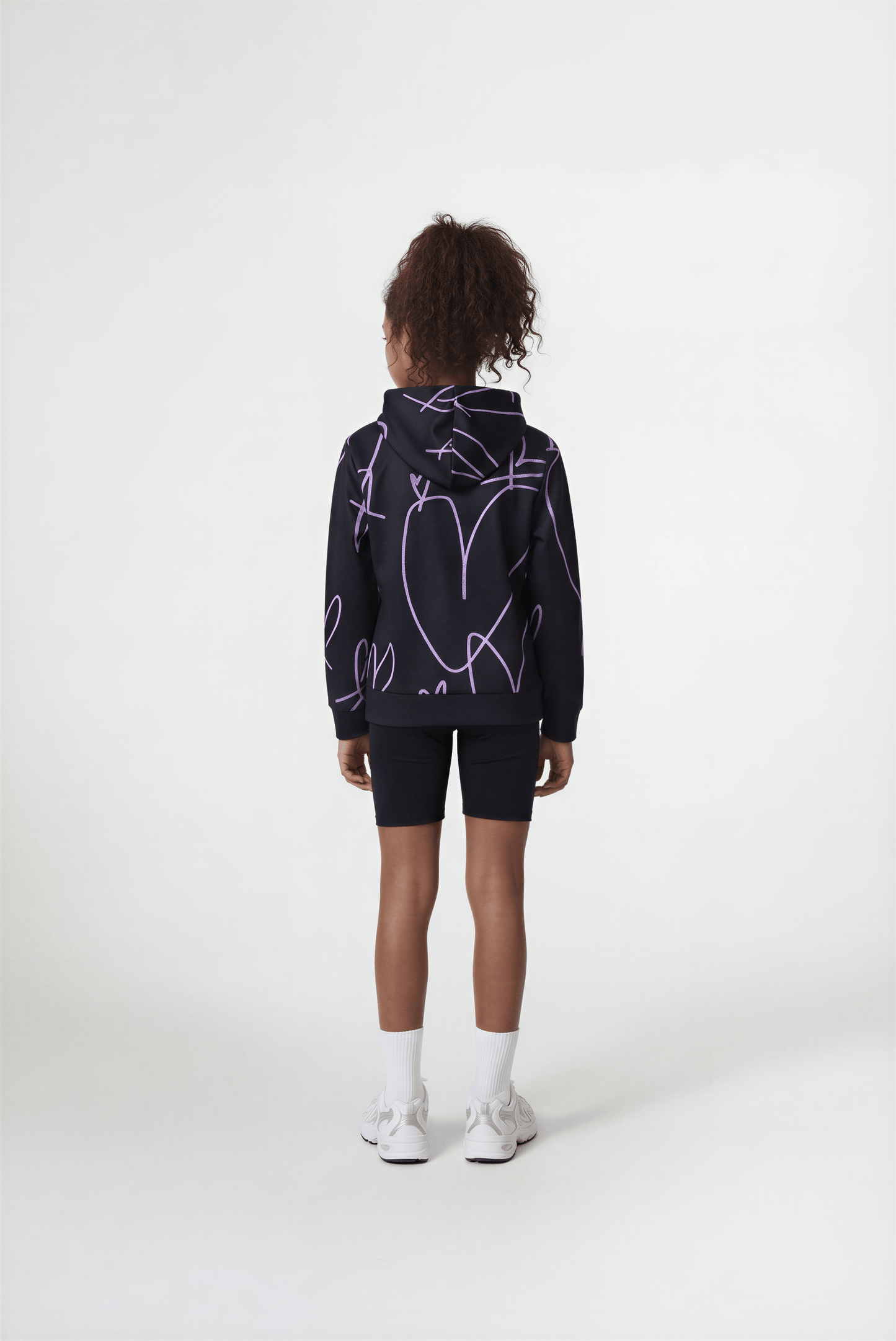 Hype Girls Black Scribble Hearts Hoodie