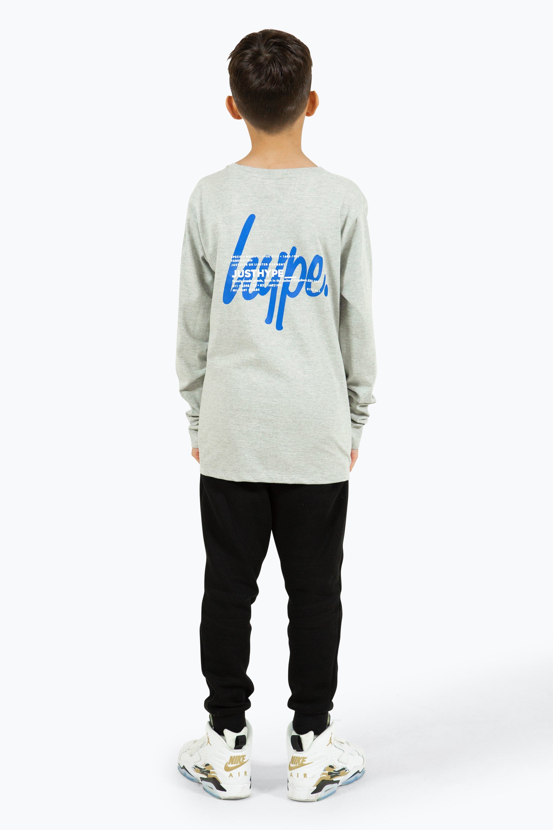 Hype Boys Grey Marl Double Long Sleeve Tee