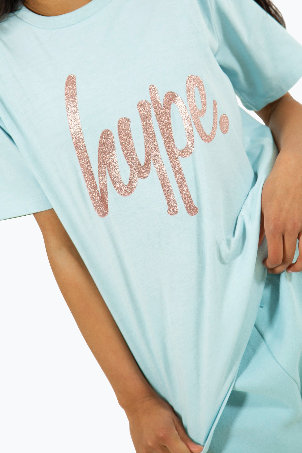 Hype Girls Light Blue Script T-Shirt