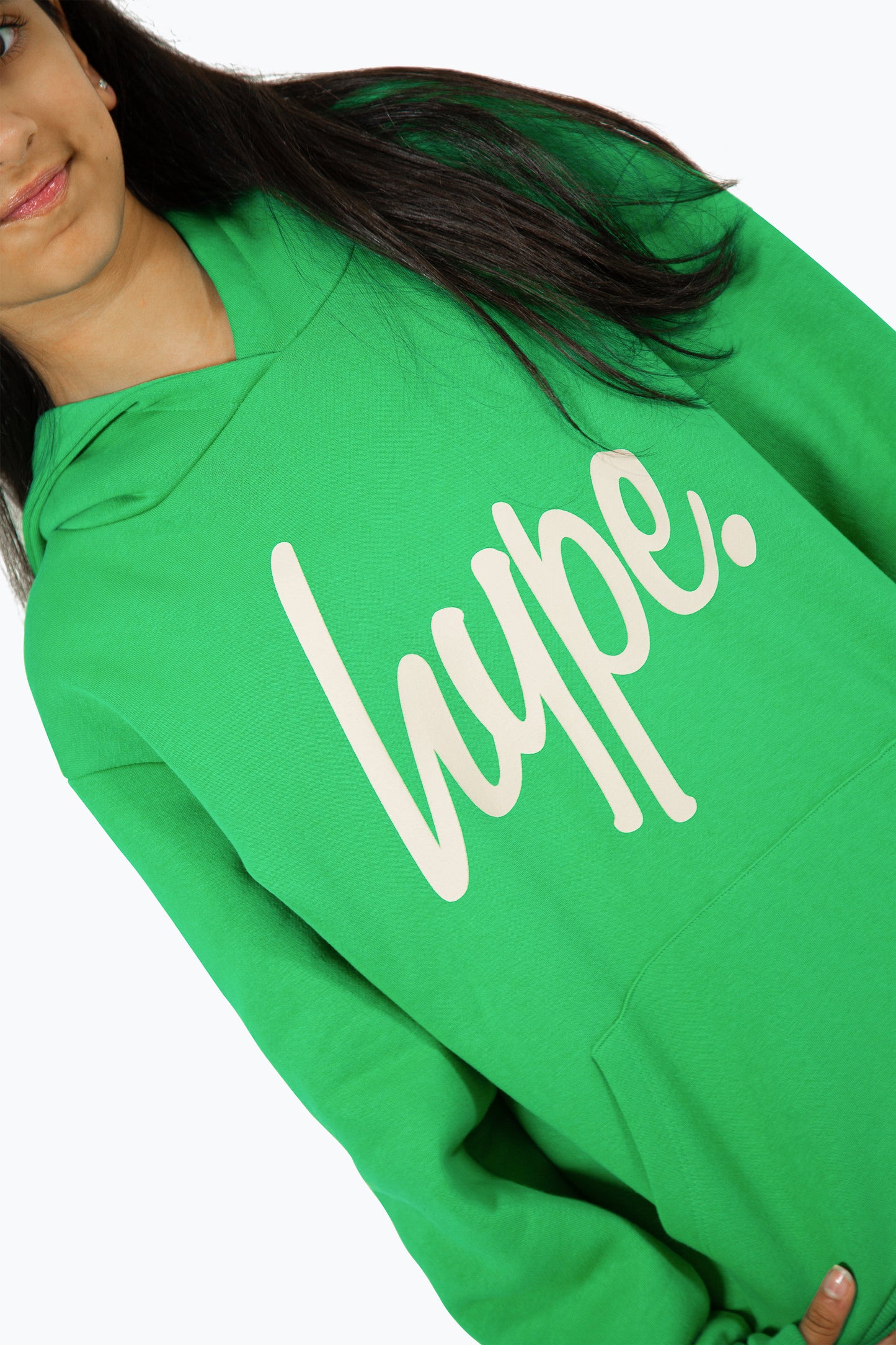 Hype Girls Green Script Hoodie