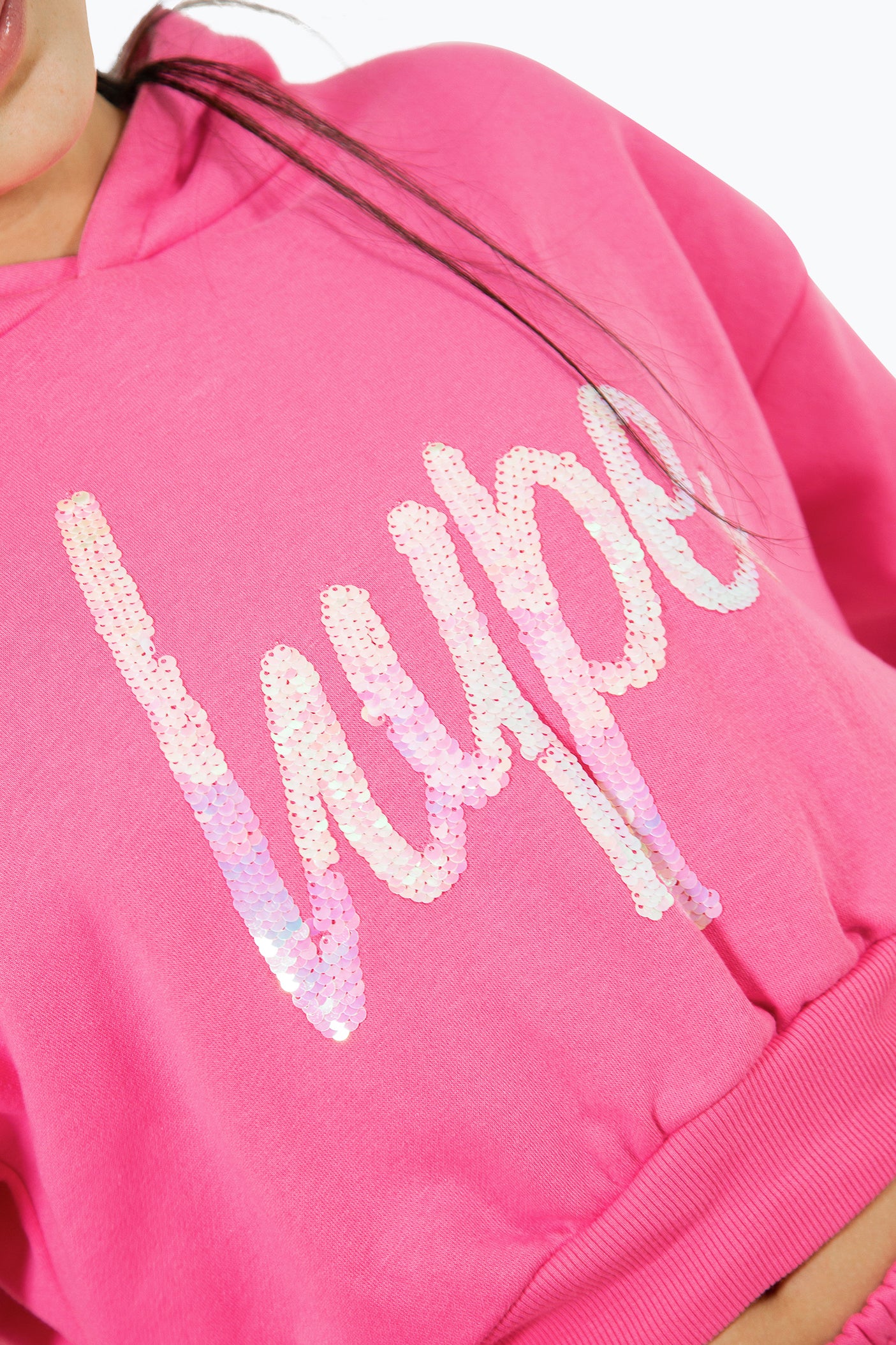 Hype Girls Pink Script Crop Hoodie