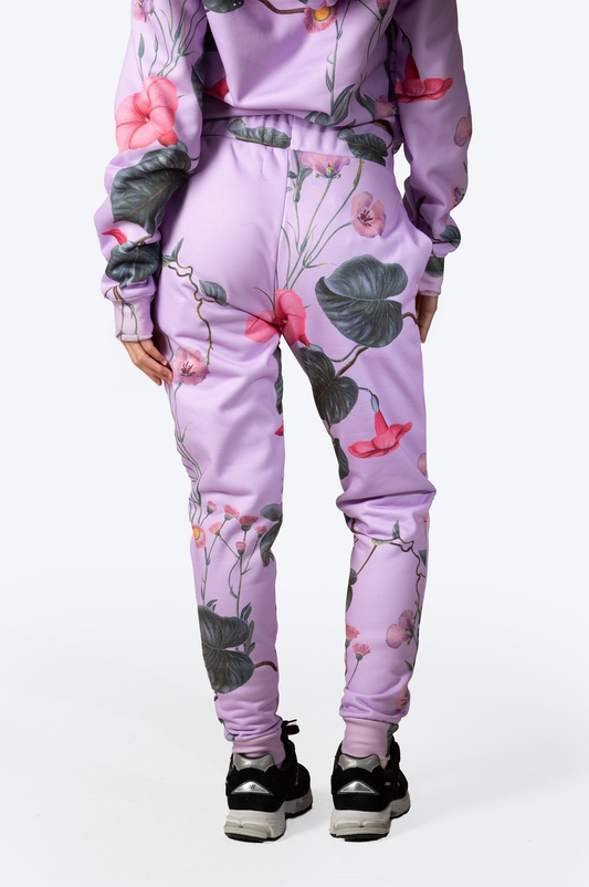 HYPE WOMENS LILAC WHISPER FLORAL SCRIBBLE JOGGERS